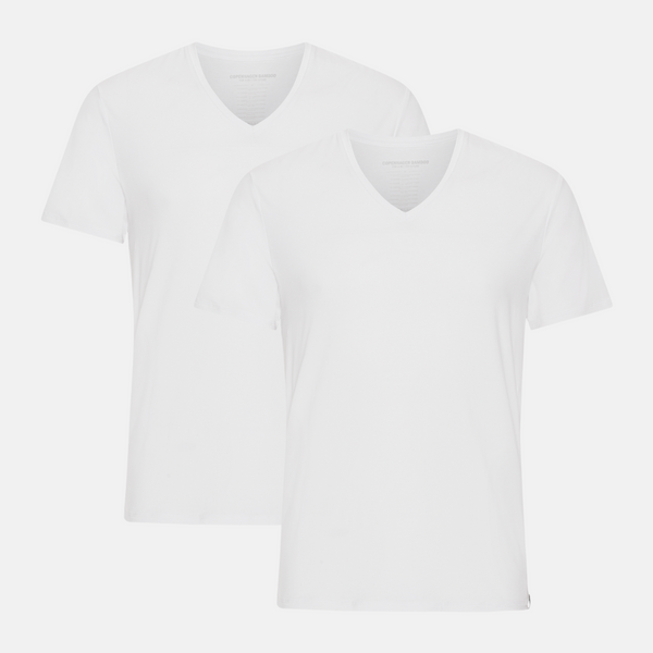 White slim fit v-neck bamboo T-shirts - 2 pack