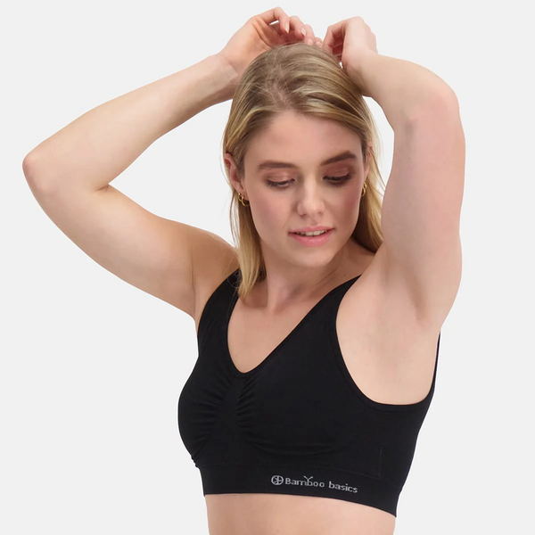 Fleur bamboo padded non-wired bra - black