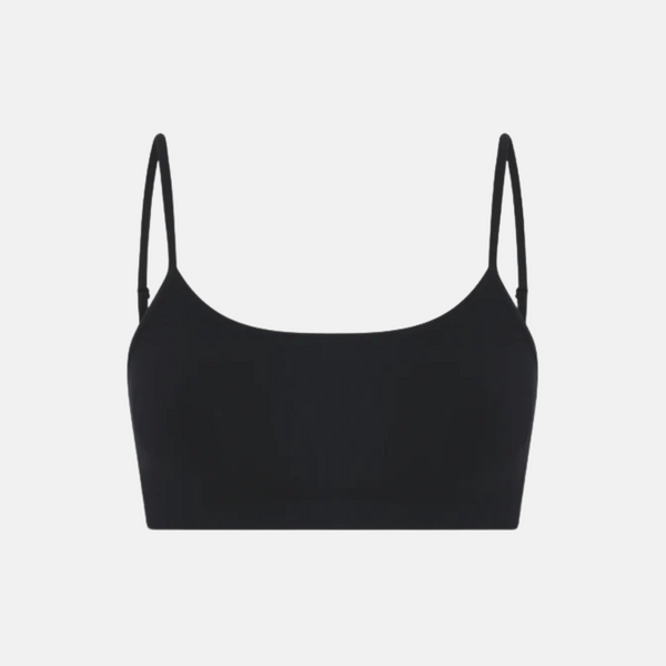 Black bra top in bamboo with thin straps