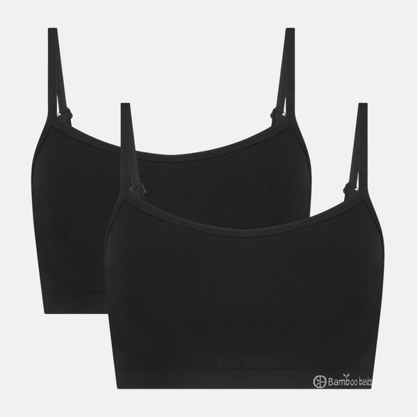 Elle bamboo bra with adjustable straps - black 2 pack