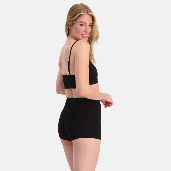 Stella high-waisted, corrective bamboo hotpants - Black 2 pack
