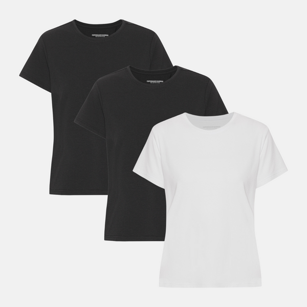 3 pack bamboo T-shirt black/black/white