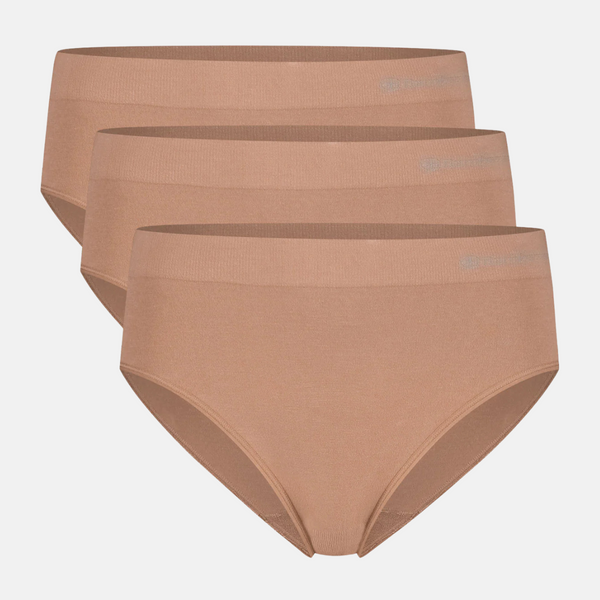 Belle bamboo maxi panties with narrow elastic edge - tan nude 3 pack