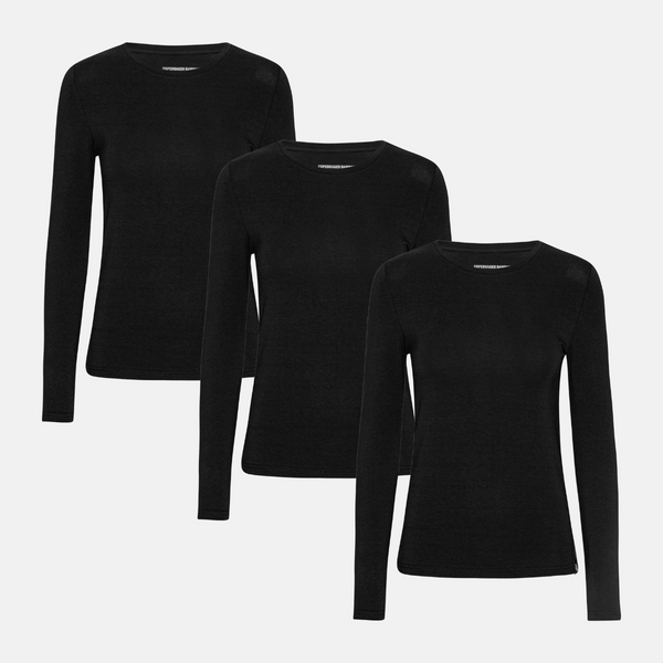 3 pack black long sleeve bamboo T-shirt