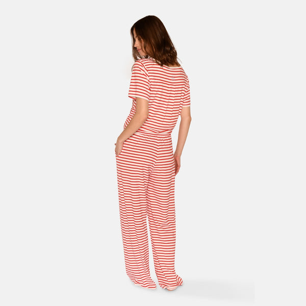 Amy bamboo pants - Red striped