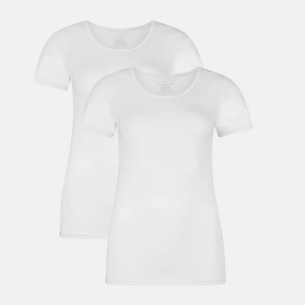 Kate bamboo round neck T-shirt - white 2 pack