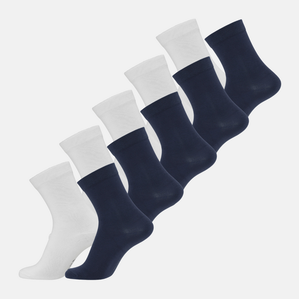 10 pairs of bamboo socks white/navy