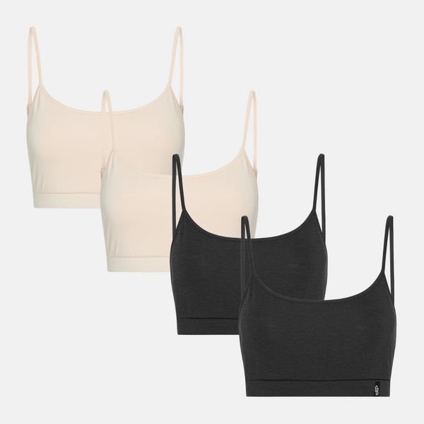 4 pack bra top with thin padding black/cream