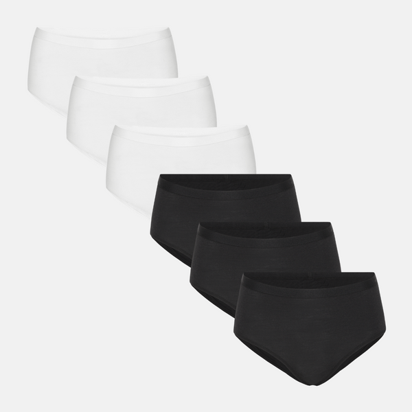 Maxi Panties 6-Pack - Black/White
