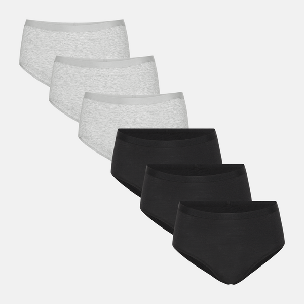 6 pack bamboo maxi panties black/grey