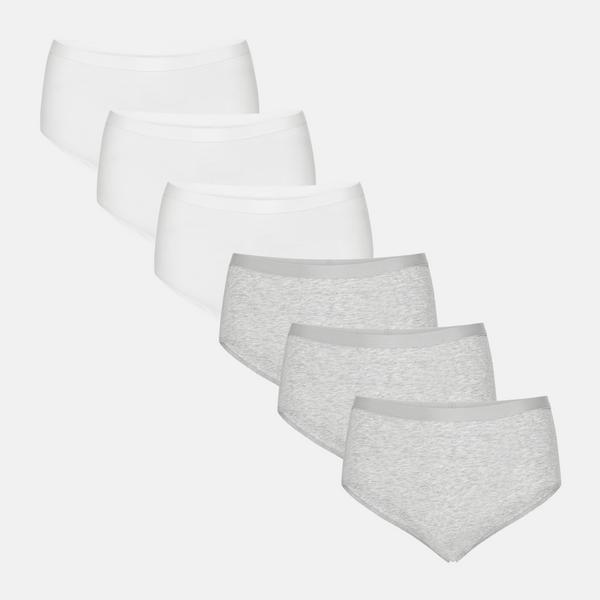 6 pack bamboo maxi panties white/gray