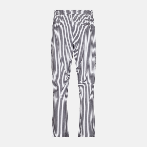 Bamboo pajama pants with wide white and gray stripes