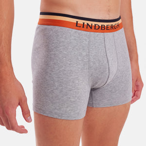 Model i grå Lindbergh bambus underbukser med orange kant set forfra