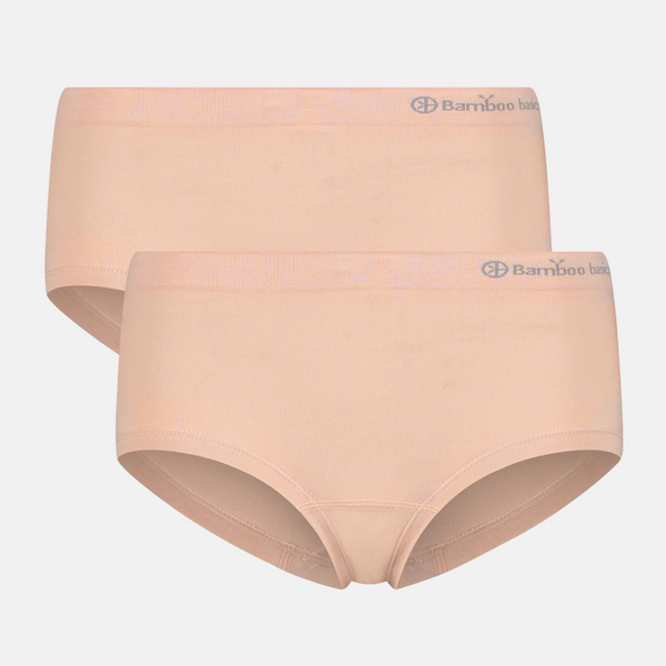 Sophie bamboo hipsters with narrow elastic edge - rose nude 2 pack