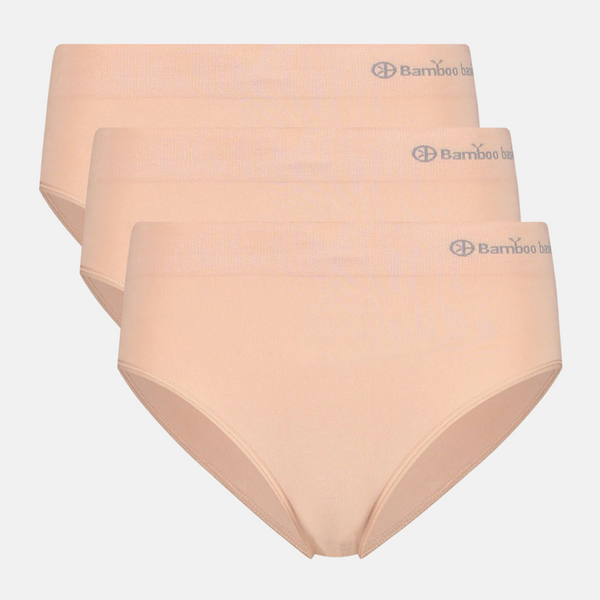 Belle bamboo maxi panties with narrow elastic edge - rose nude 3 pack