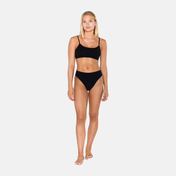 Black bra top in bamboo with thin straps