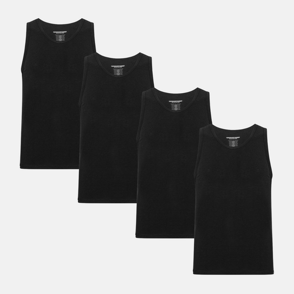 4 pack black bamboo tank top