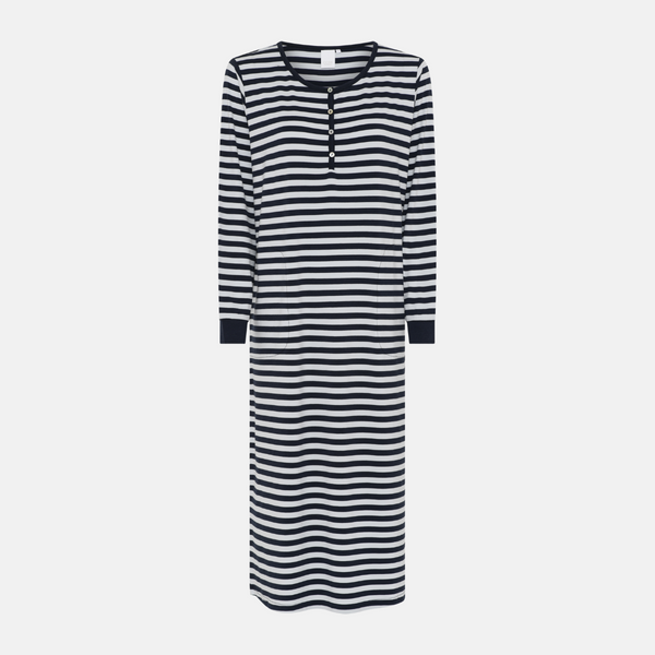 Bea long-sleeved bamboo nightgown - black/white striped