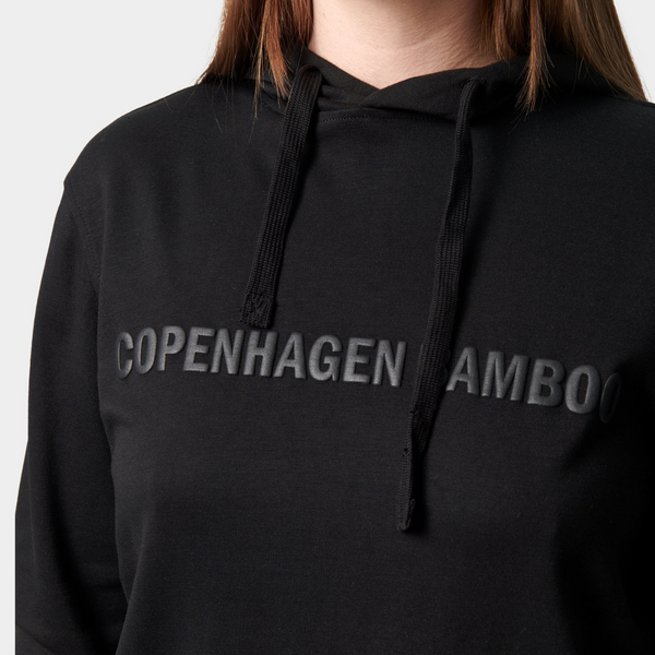 Black bamboo hoodie jogging set with logo