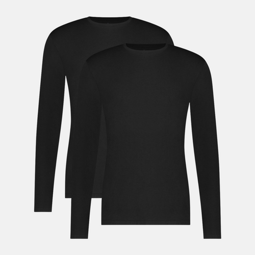 2 pak Sort langærmet bambus T-shirt fra Bamboo Basics