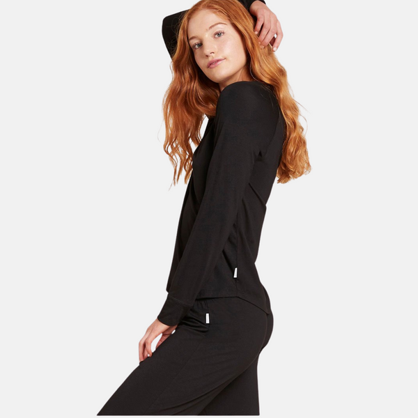 Black long sleeve raglan bamboo lounge T-shirt