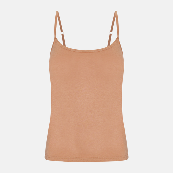 4 pack bamboo tops with thin straps tan/cream