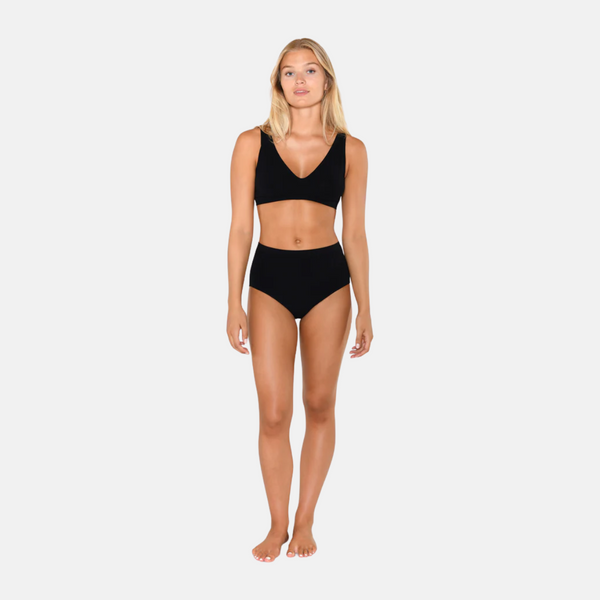 Black bra top in bamboo with wide straps