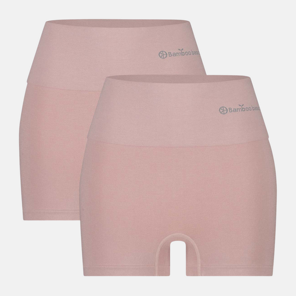 Stella high-waisted, corrective bamboo hotpants - Rose nude 2 pack