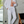 White bamboo pajama pants with narrow gray stripes