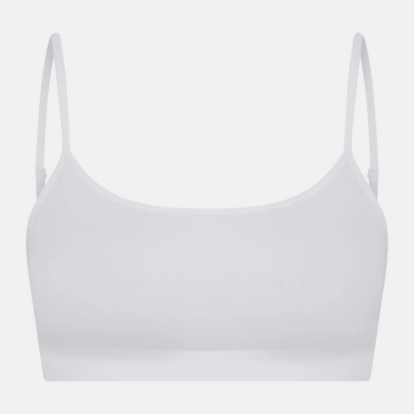White bra top in bamboo with thin straps