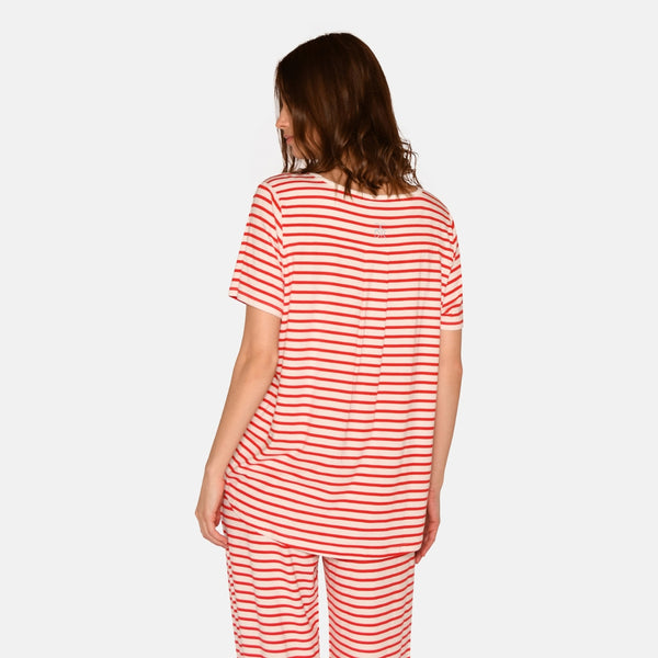 Bea short-sleeved bamboo t-shirt - Red striped