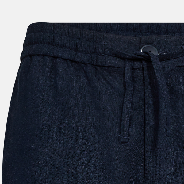 Navy shorts in bamboo and linen
