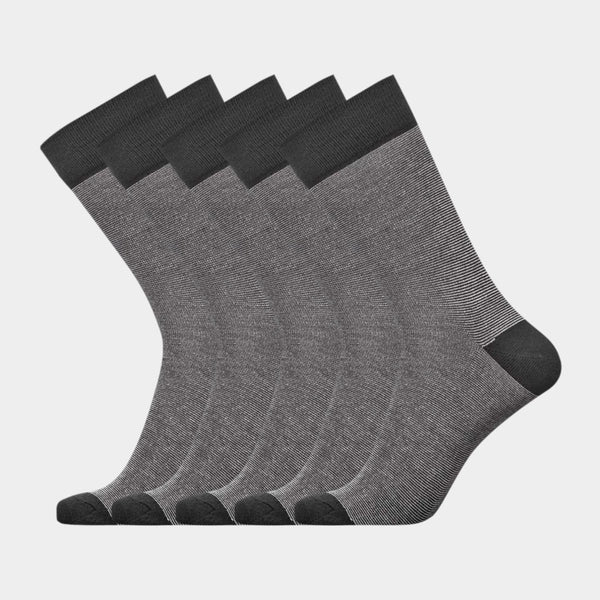 5 pairs of dark grey striped bamboo socks