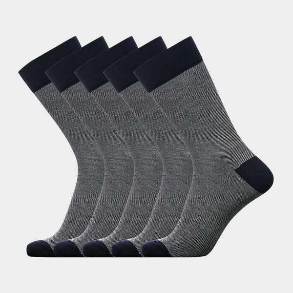 5 pairs of navy striped bamboo socks