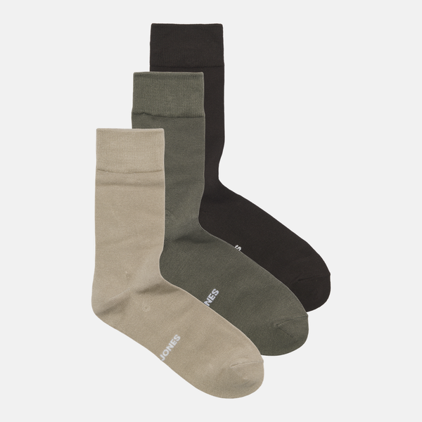 3 pak bambus strømper i beige/oliven/brun fra Jack & Jones