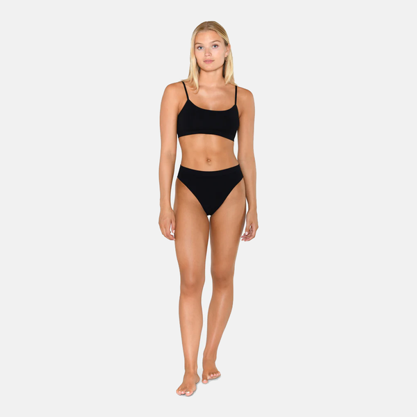 Black bra top in bamboo with thin straps