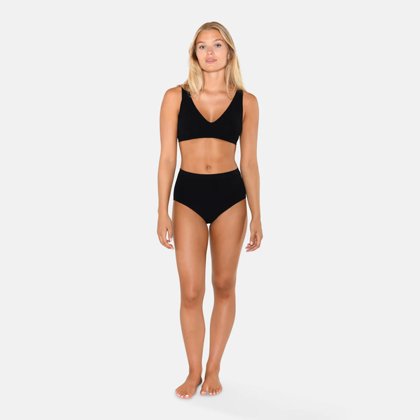Black bra top in bamboo with wide straps