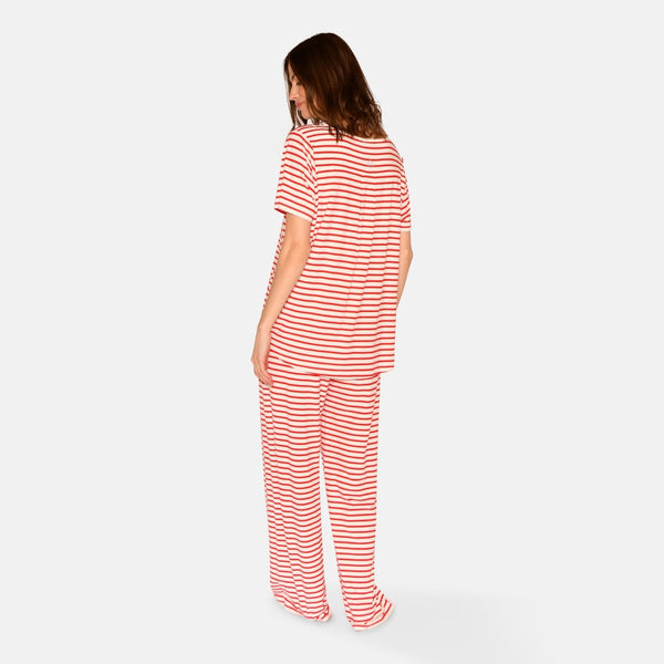 Bea short-sleeved bamboo t-shirt - Red striped