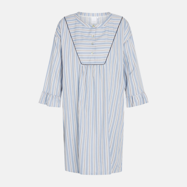 Nora bamboo nightgown - blue, white and grey stripes