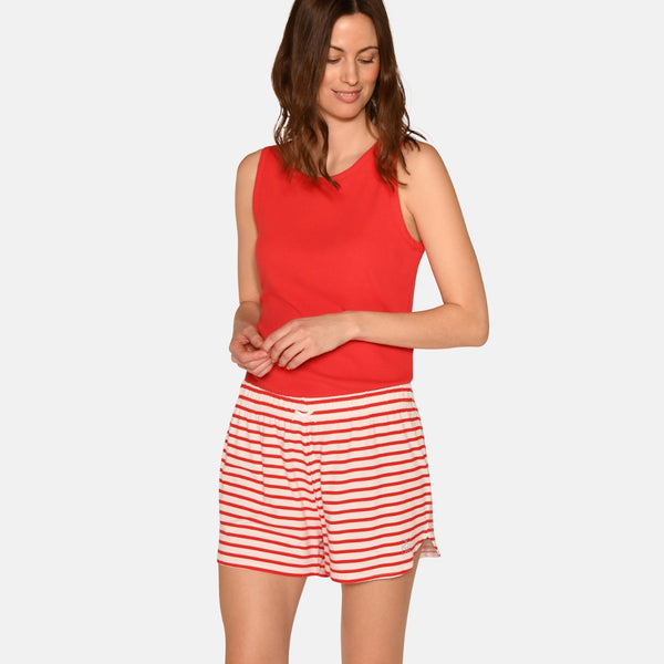 Kimmy bamboo night shorts - Red striped