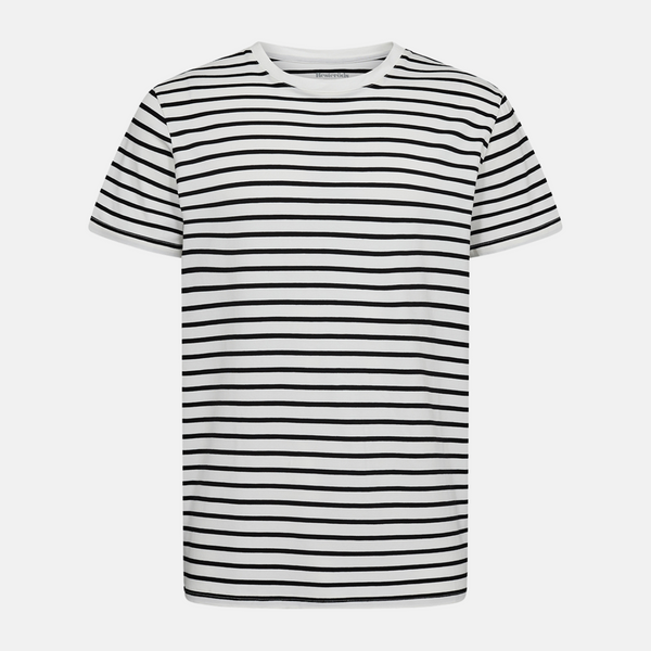 Black/white striped crew neck bamboo t-shirt