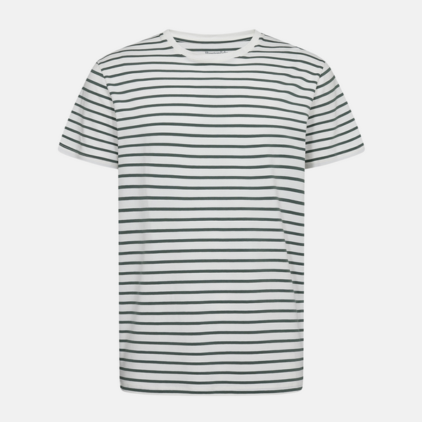 Green/white striped crew neck bamboo t-shirt