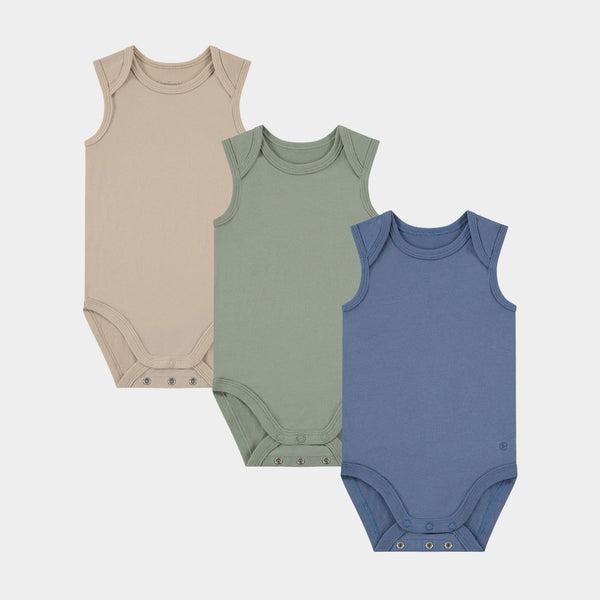 Izzy bamboo bodysuit - 3 pack - blue, green, beige