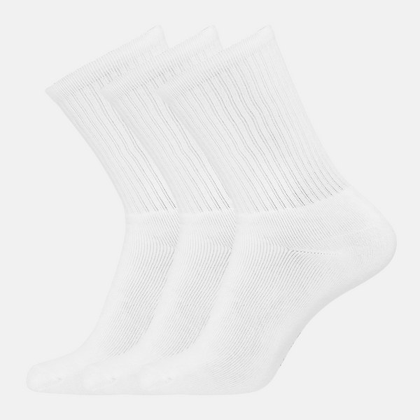 3 pairs of white bamboo tennis socks with long rib