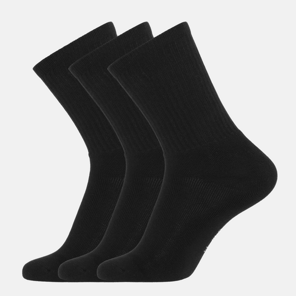 3 pairs of black bamboo tennis socks with long rib