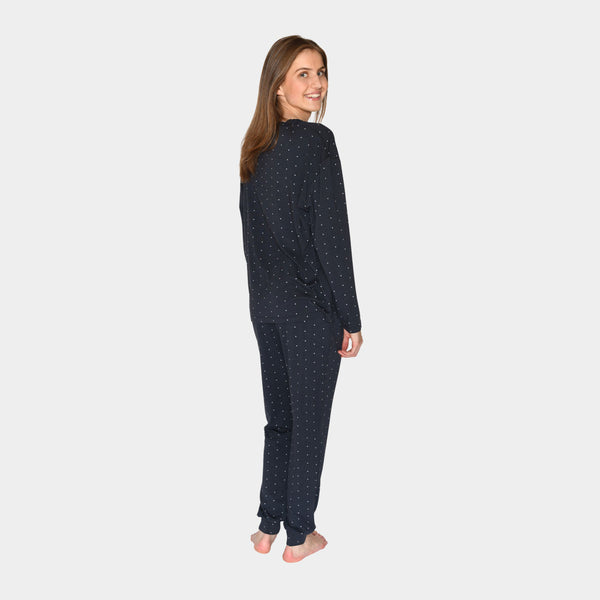 Betty bamboo night pants navy with dots