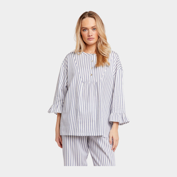 Ninna bamboo nightgown - blue white stripes