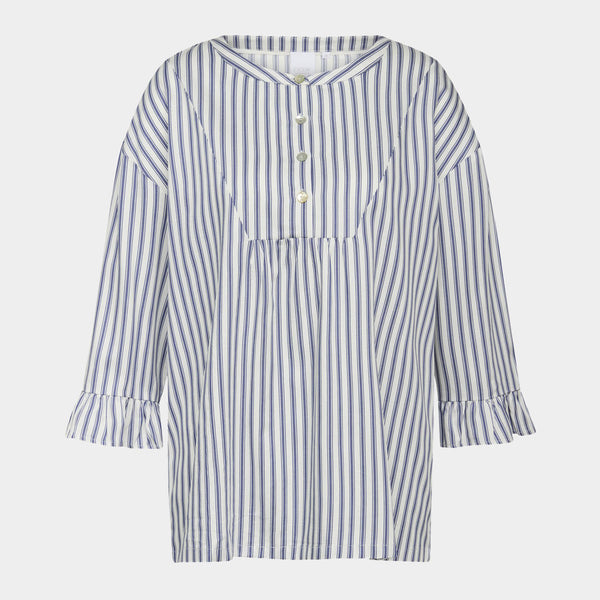 Ninna bamboo nightgown - blue white stripes