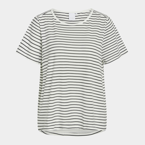 Bea short-sleeved bamboo T-shirt white gray stripes