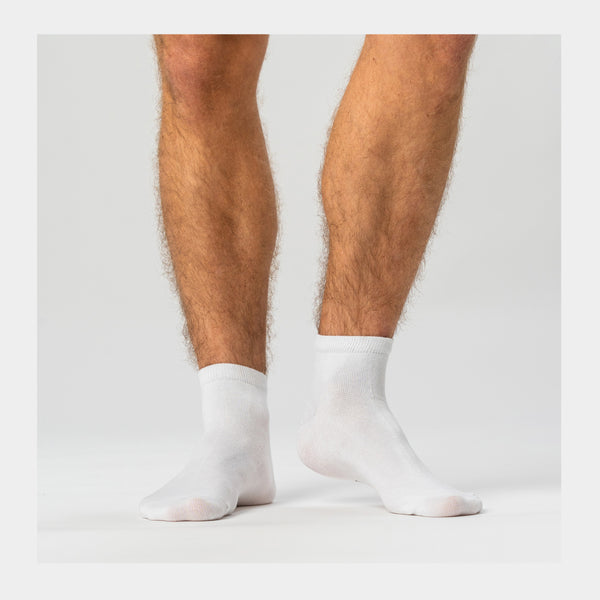 5 Pairs Bamboo Ankle Socks - White